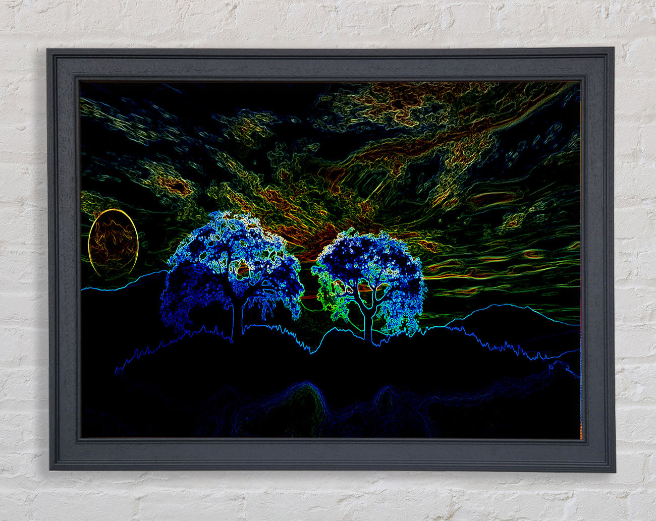 Abstract Neon Landscape 02 Framed Print