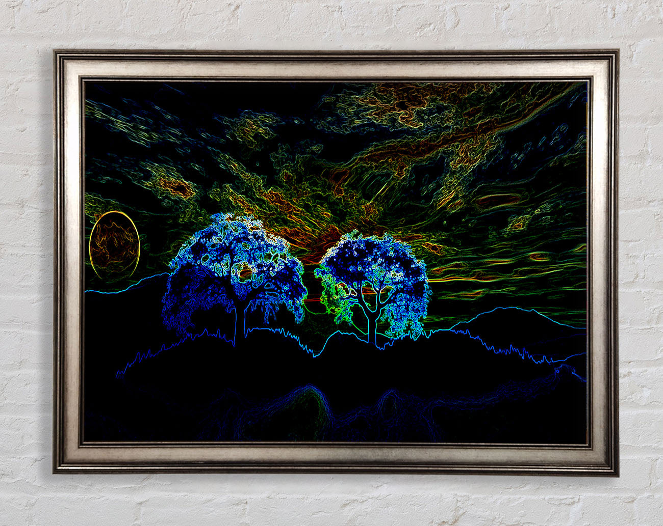 Abstract Neon Landscape 02 Framed Print