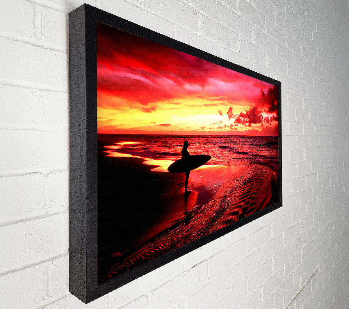 Red Surfer Girl Canvas Wall Art