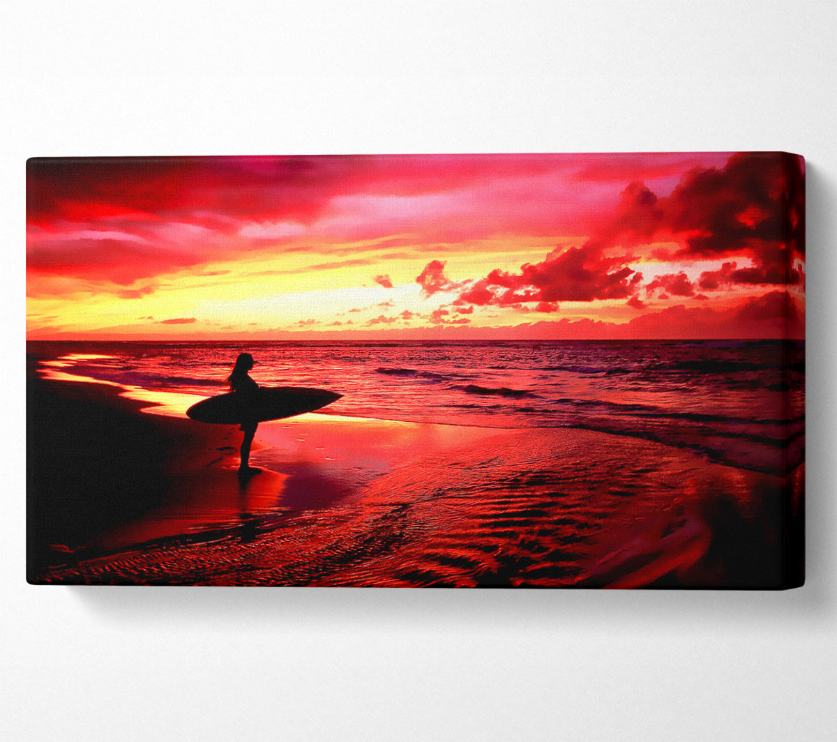 Red Surfer Girl Canvas Wall Art
