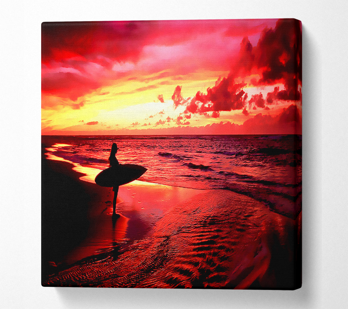 Red Surfer Girl Canvas Wall Art