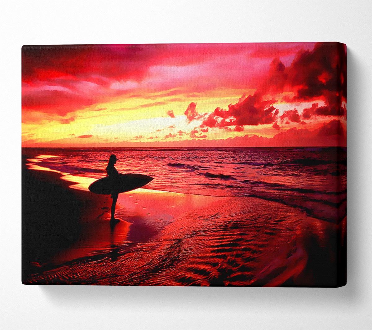 Red Surfer Girl Canvas Wall Art