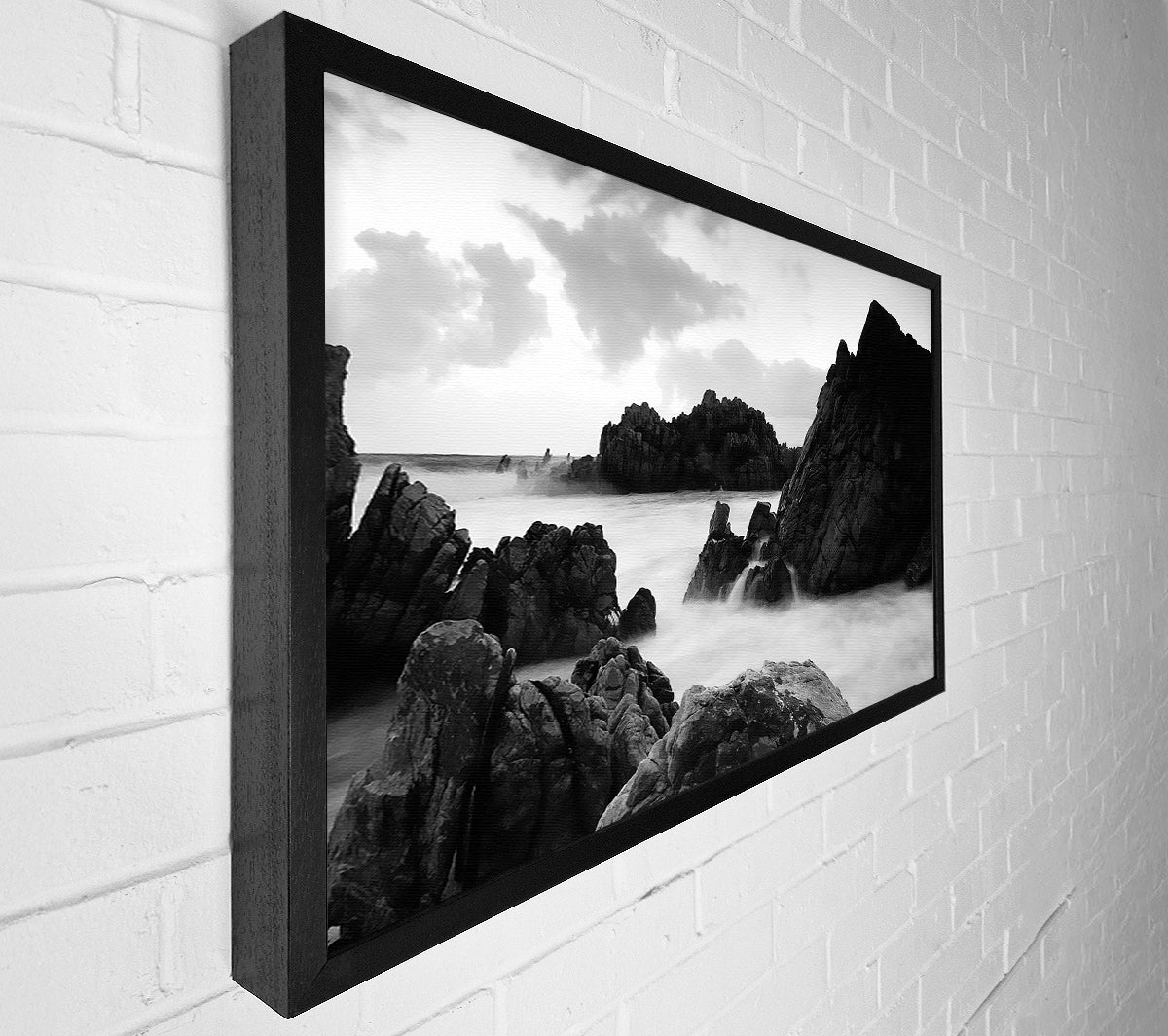 The Ocean Rocks B n W Canvas Wall Art
