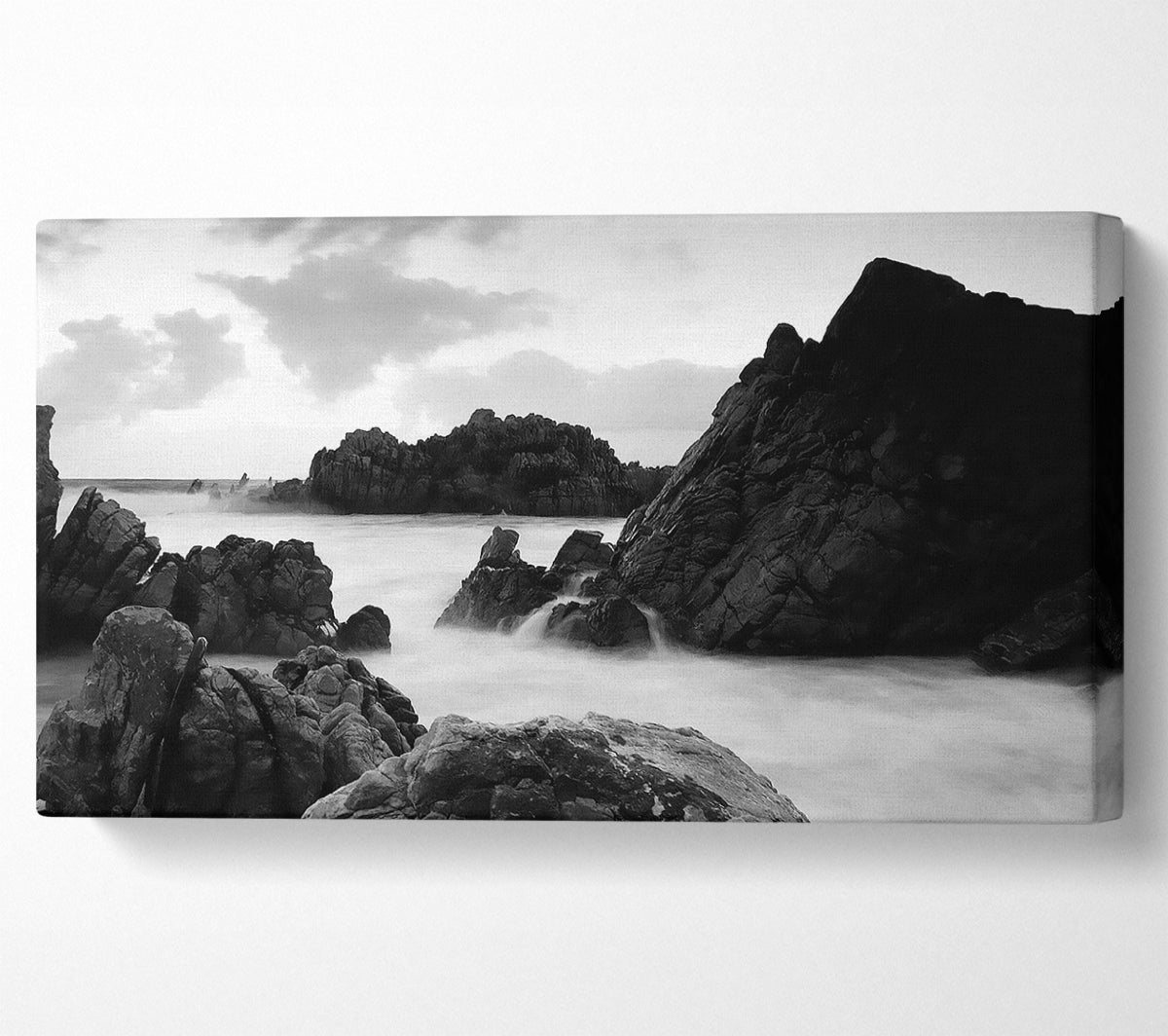 The Ocean Rocks B n W Canvas Wall Art