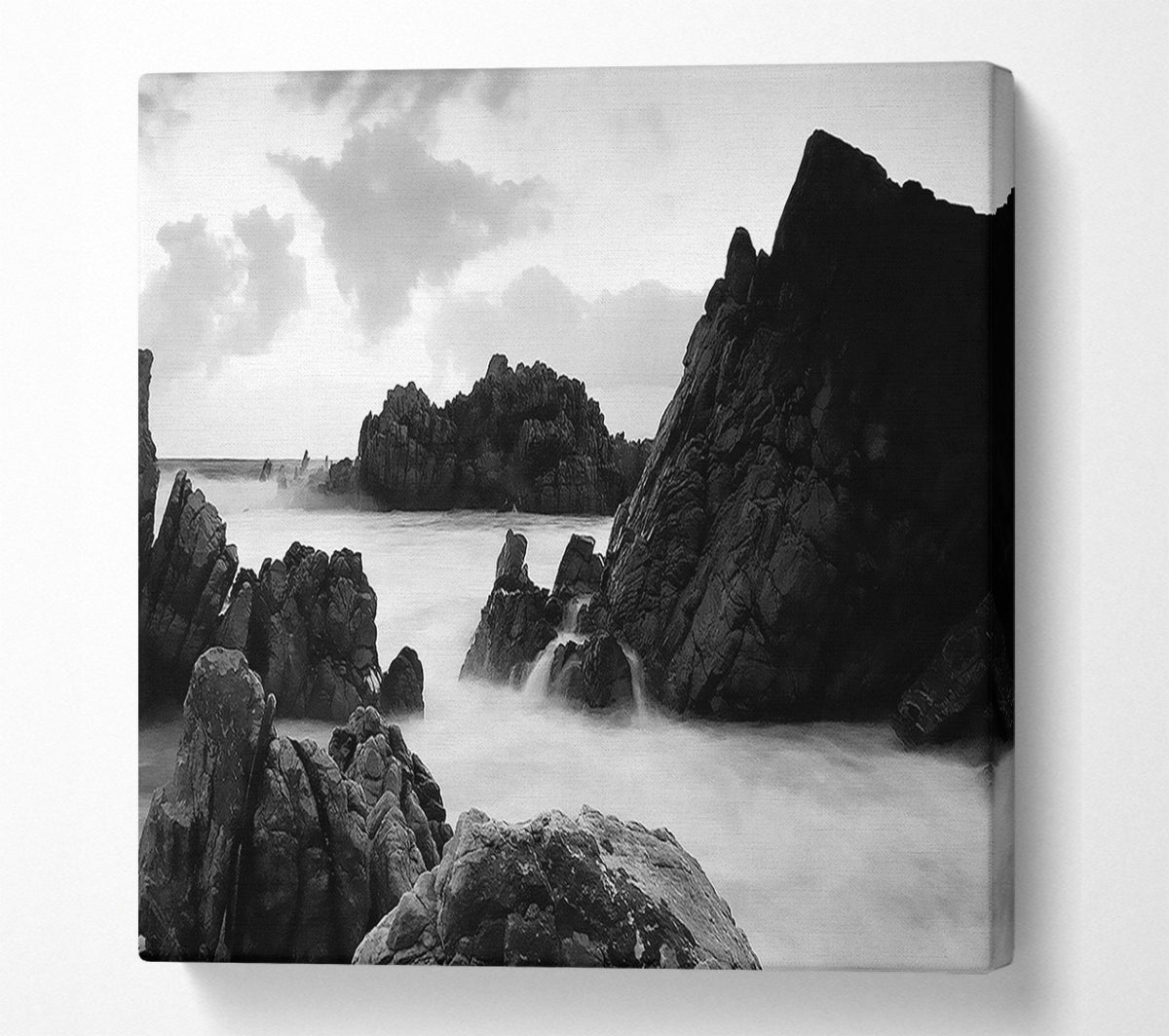The Ocean Rocks B n W Canvas Wall Art