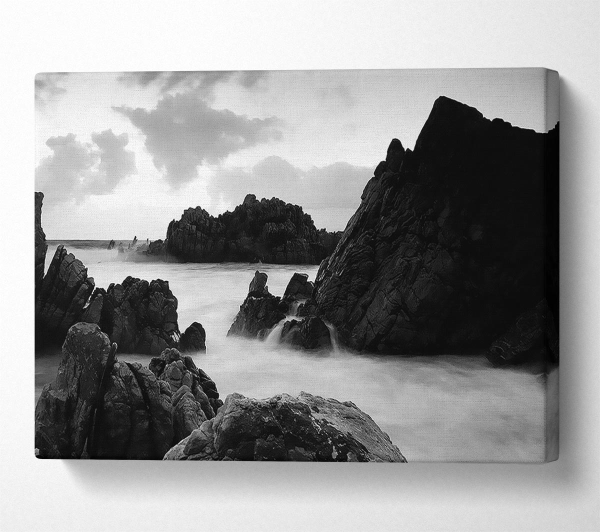 The Ocean Rocks B n W Canvas Wall Art