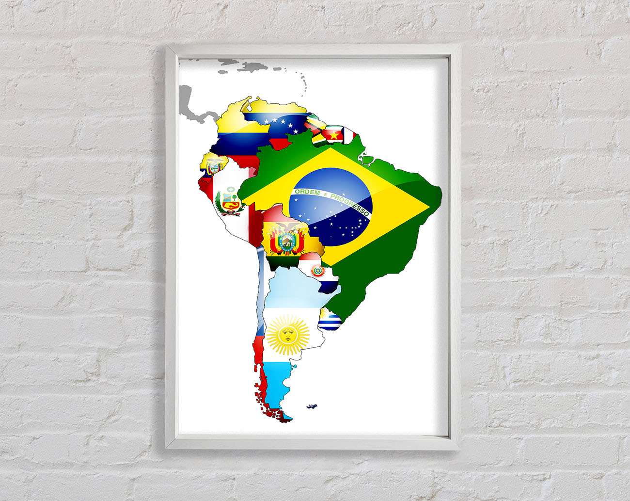 South America Flag Map Framed Print