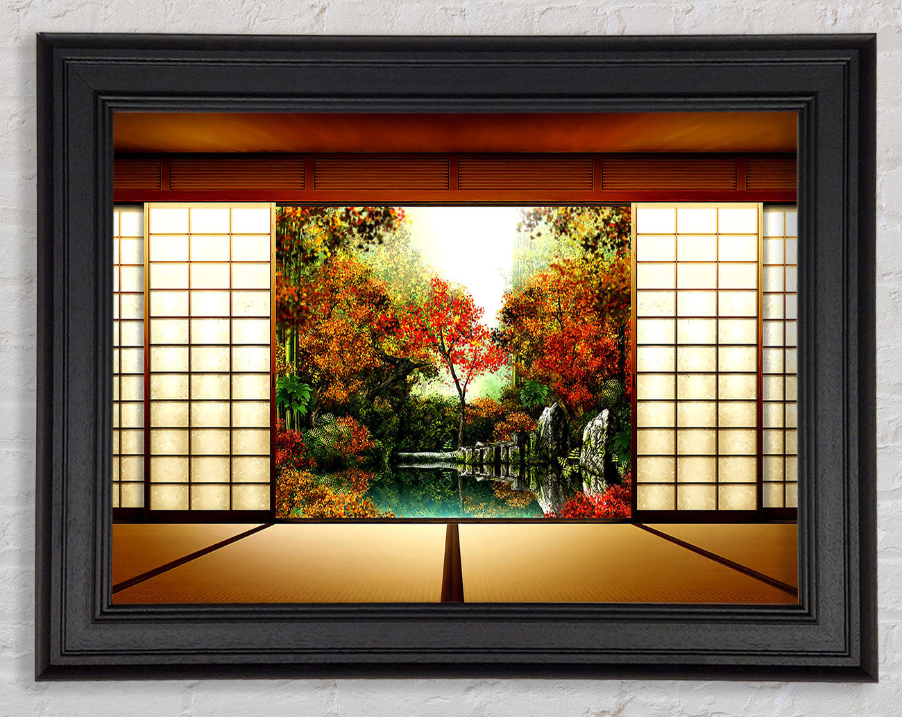 Japanese Garden From Inside Framed Print