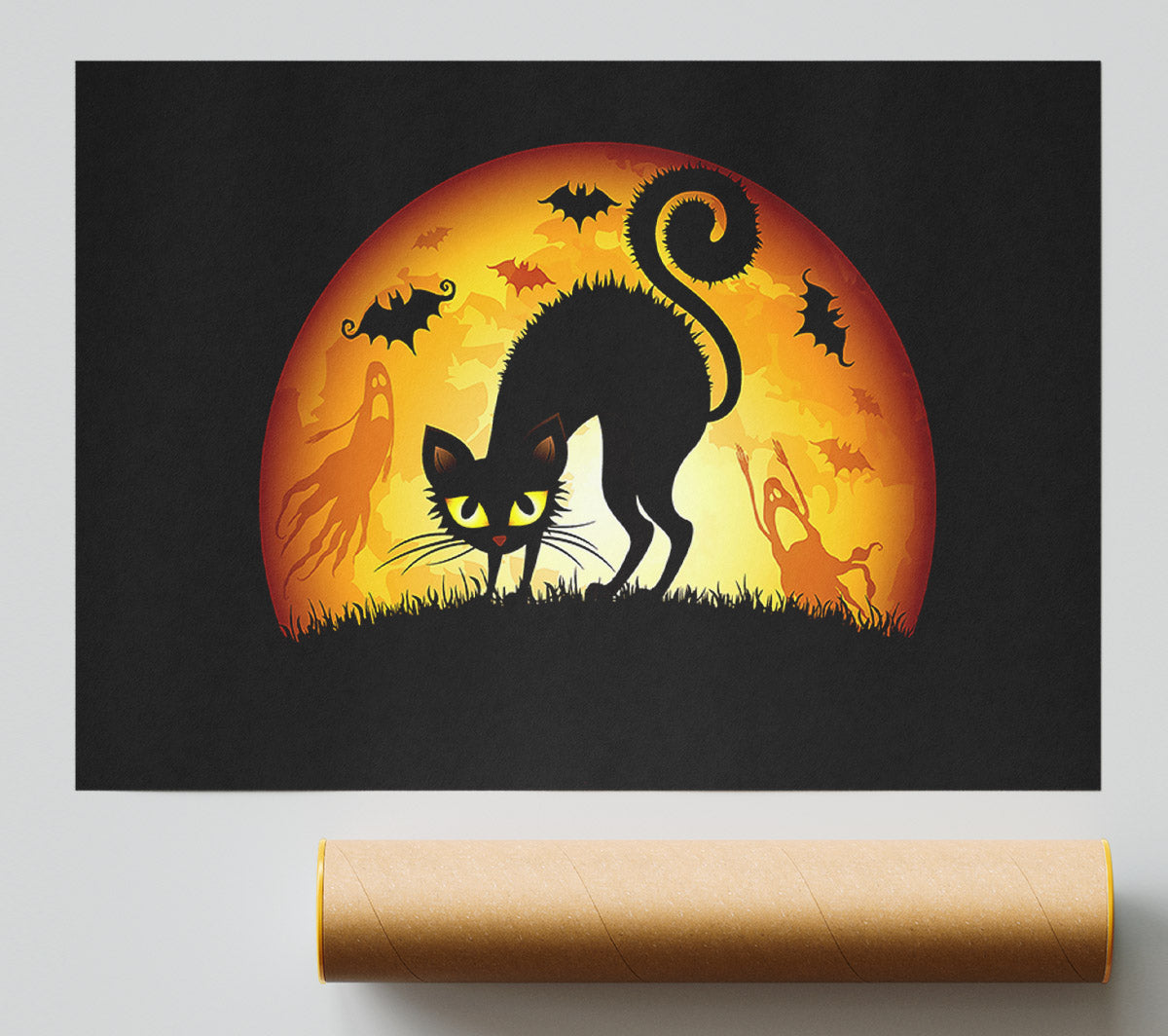 Halloween Cats Bats Giclee Print