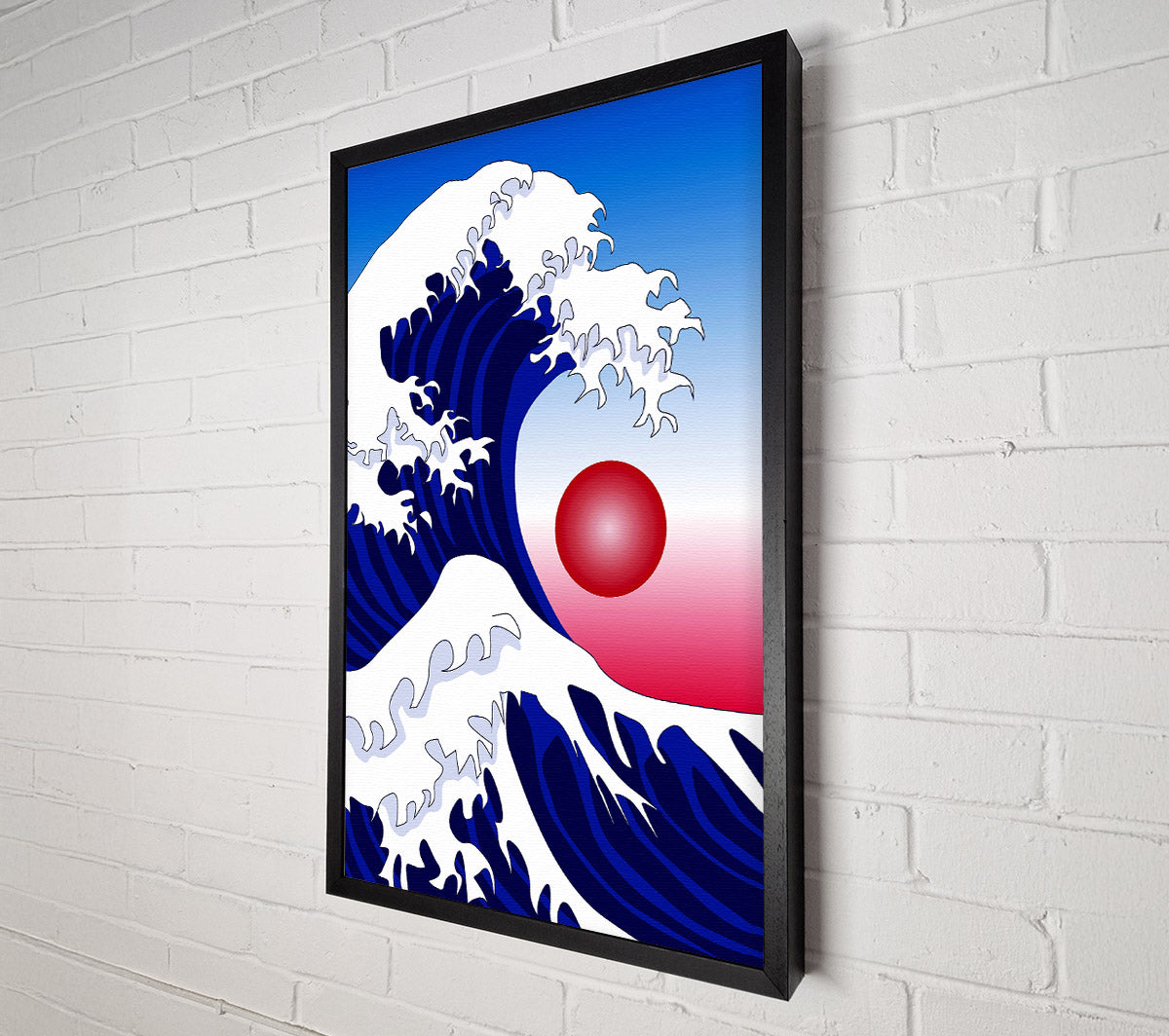 The Waves Over The Red Sun Canvas Wall Art