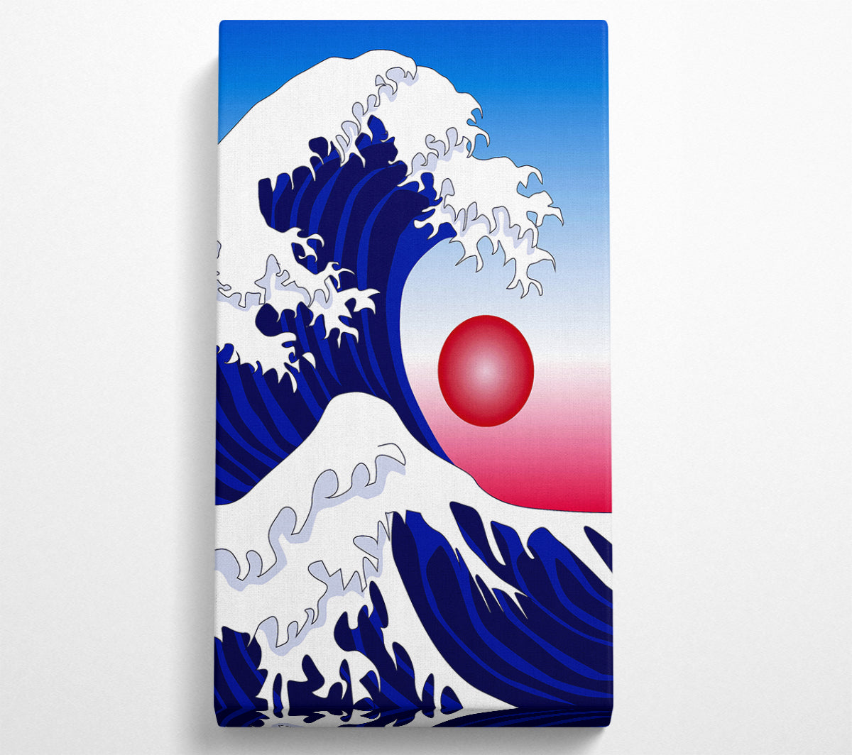The Waves Over The Red Sun Canvas Wall Art