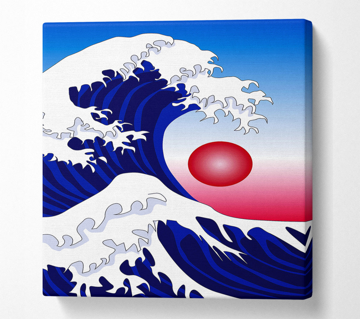 The Waves Over The Red Sun Canvas Wall Art