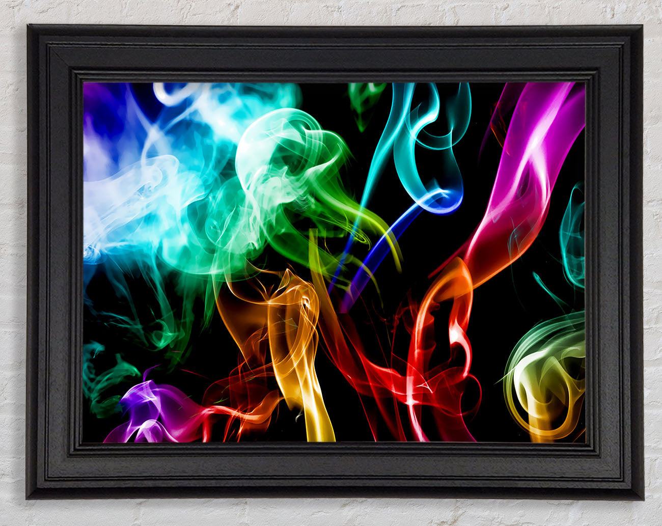 Mulit-Coloured Smoke On Black Framed Print