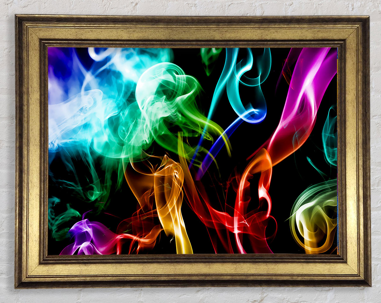Mulit-Coloured Smoke On Black Framed Print