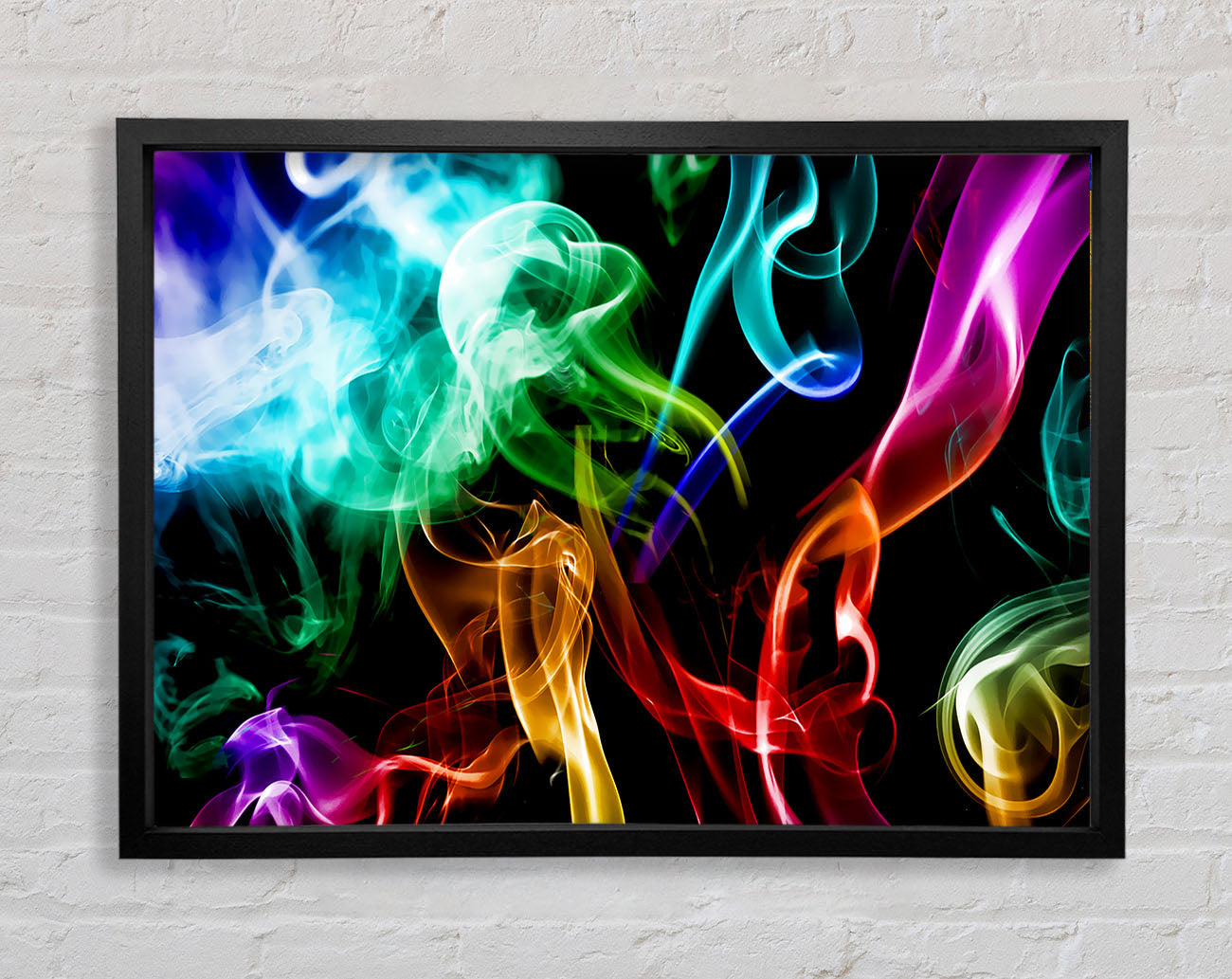 Mulit-Coloured Smoke On Black Framed Print