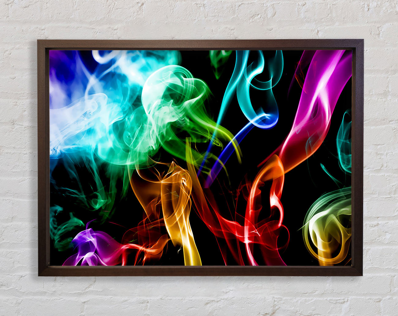 Mulit-Coloured Smoke On Black Framed Print