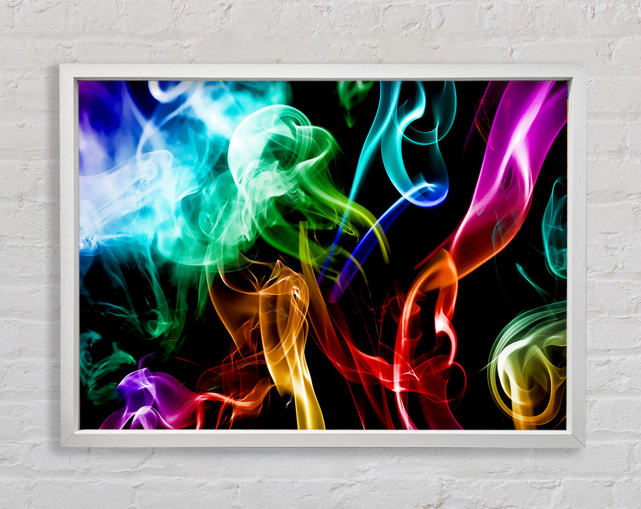 Mulit-Coloured Smoke On Black Framed Print