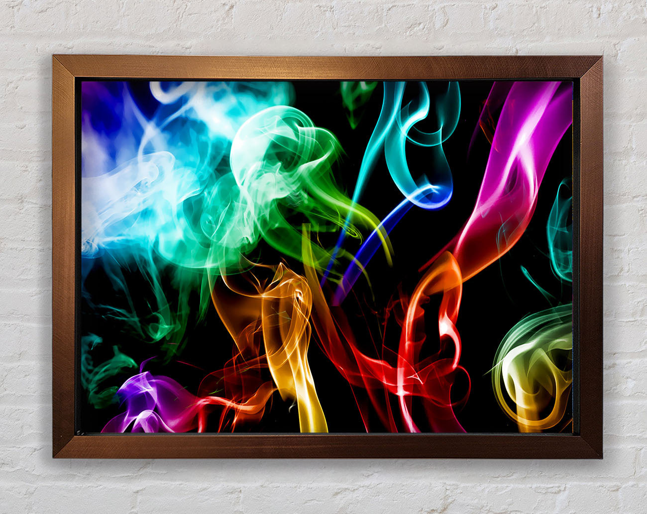 Mulit-Coloured Smoke On Black Framed Print
