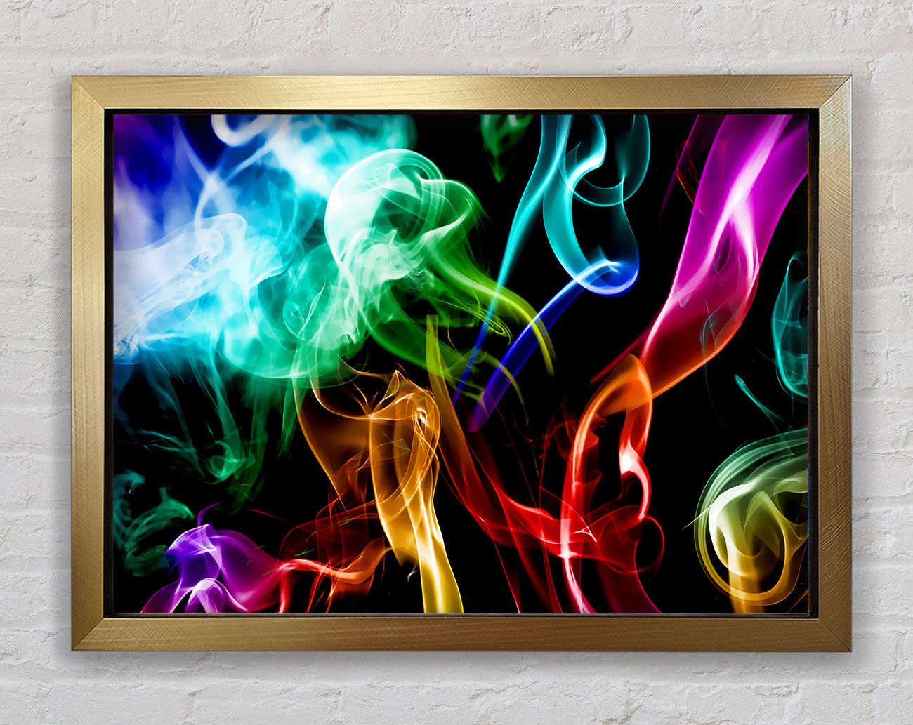 Mulit-Coloured Smoke On Black Framed Print