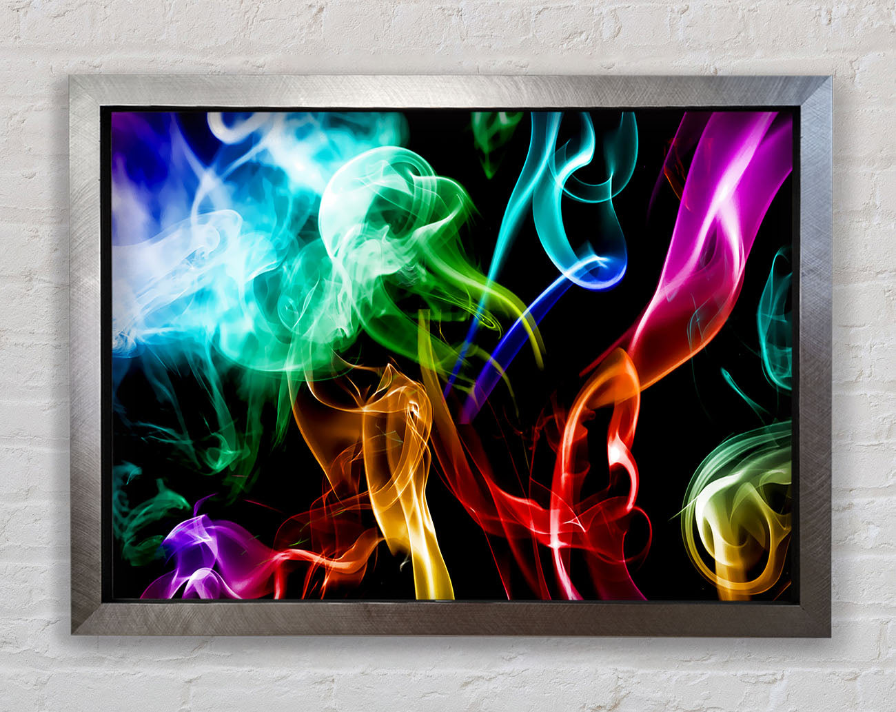 Mulit-Coloured Smoke On Black Framed Print