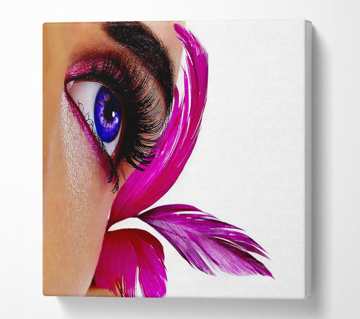 Stunning Pink Feathered Eye Canvas Wall Art