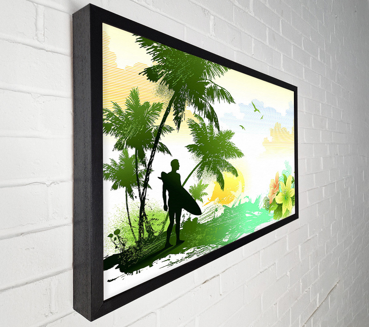 Surfer Flowers Canvas Wall Art