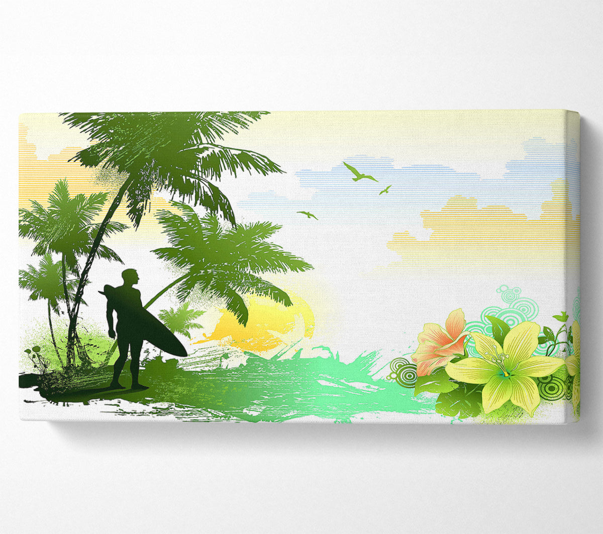 Surfer Flowers Canvas Wall Art