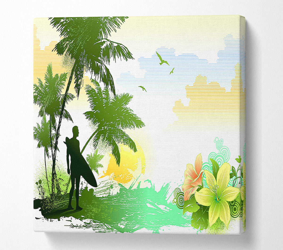Surfer Flowers Canvas Wall Art