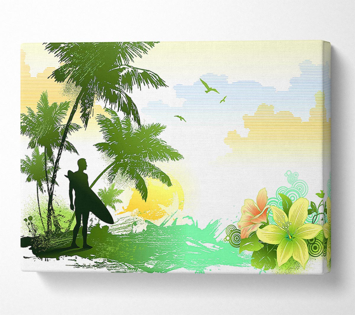 Surfer Flowers Canvas Wall Art