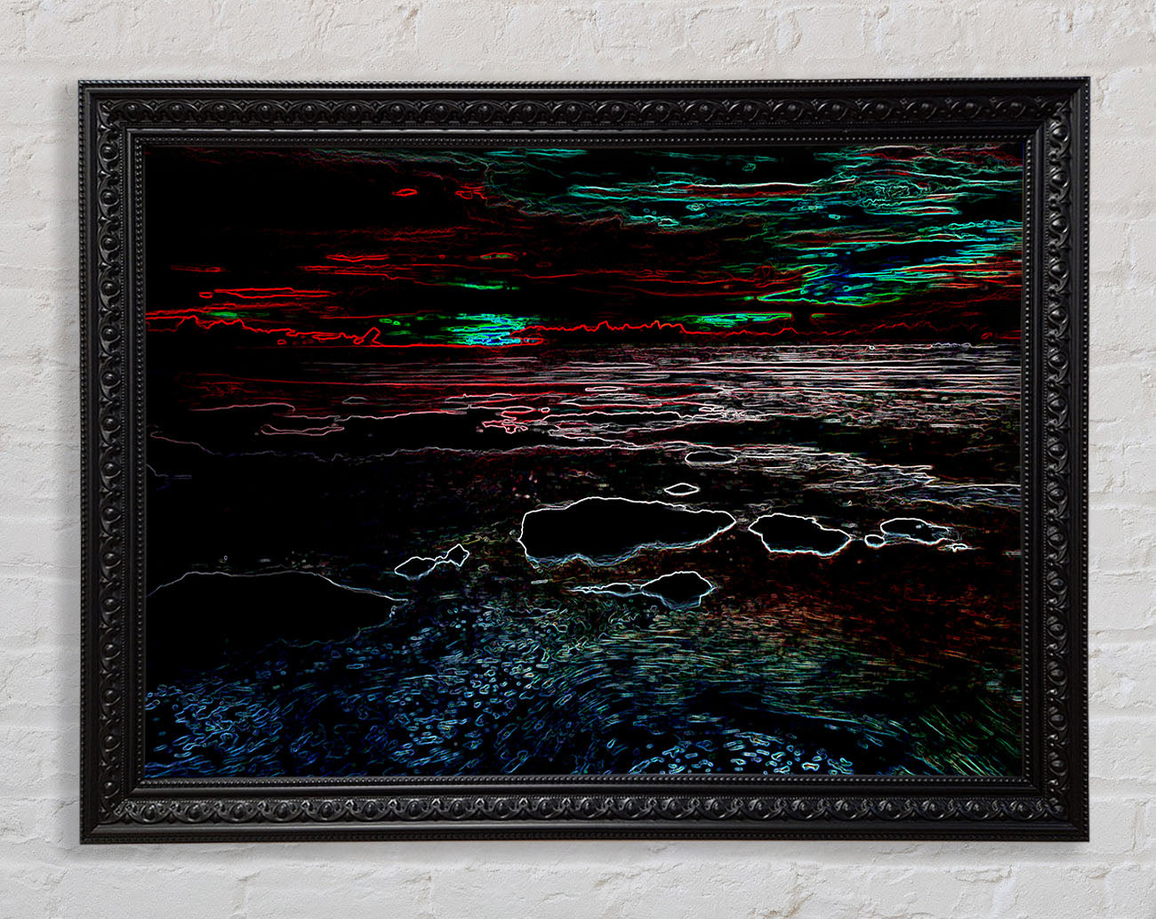 Abstract Neon Seascape Framed Print