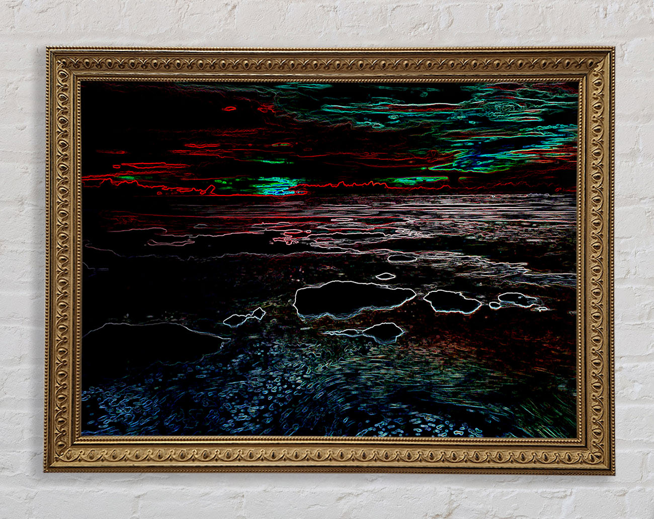 Abstract Neon Seascape Framed Print