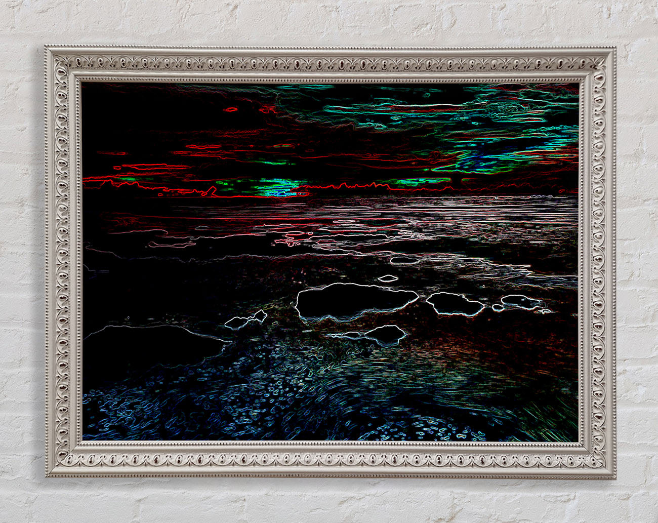Abstract Neon Seascape Framed Print
