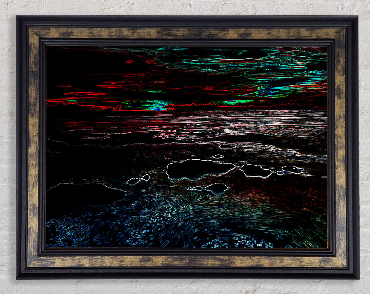 Abstract Neon Seascape Framed Print