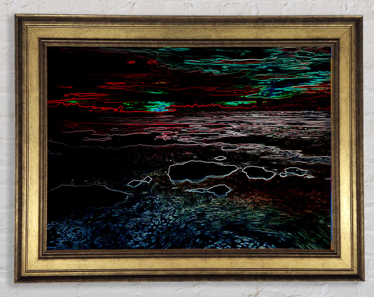Abstract Neon Seascape Framed Print