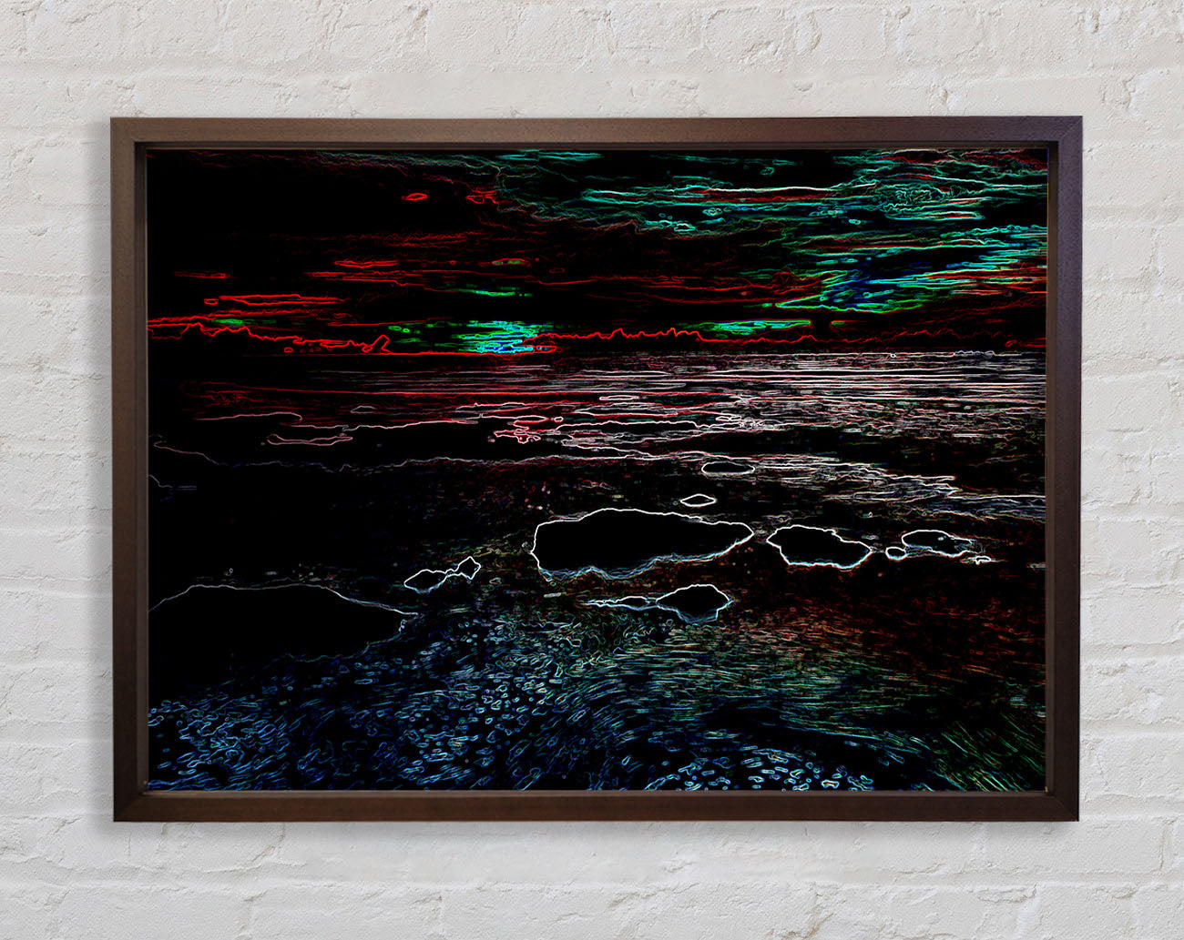 Abstract Neon Seascape Framed Print