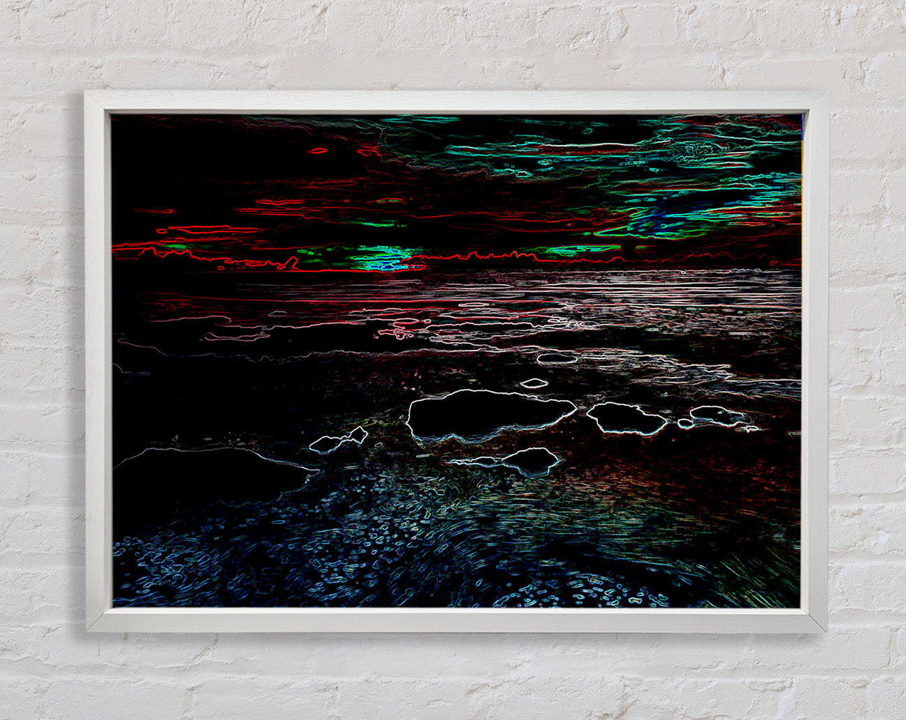 Abstract Neon Seascape Framed Print