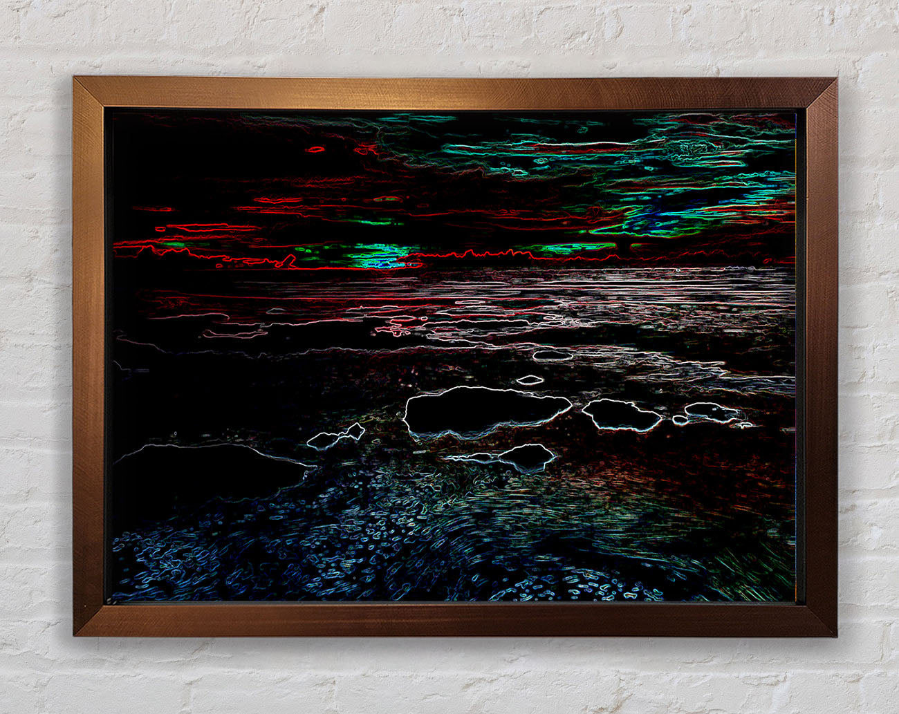 Abstract Neon Seascape Framed Print