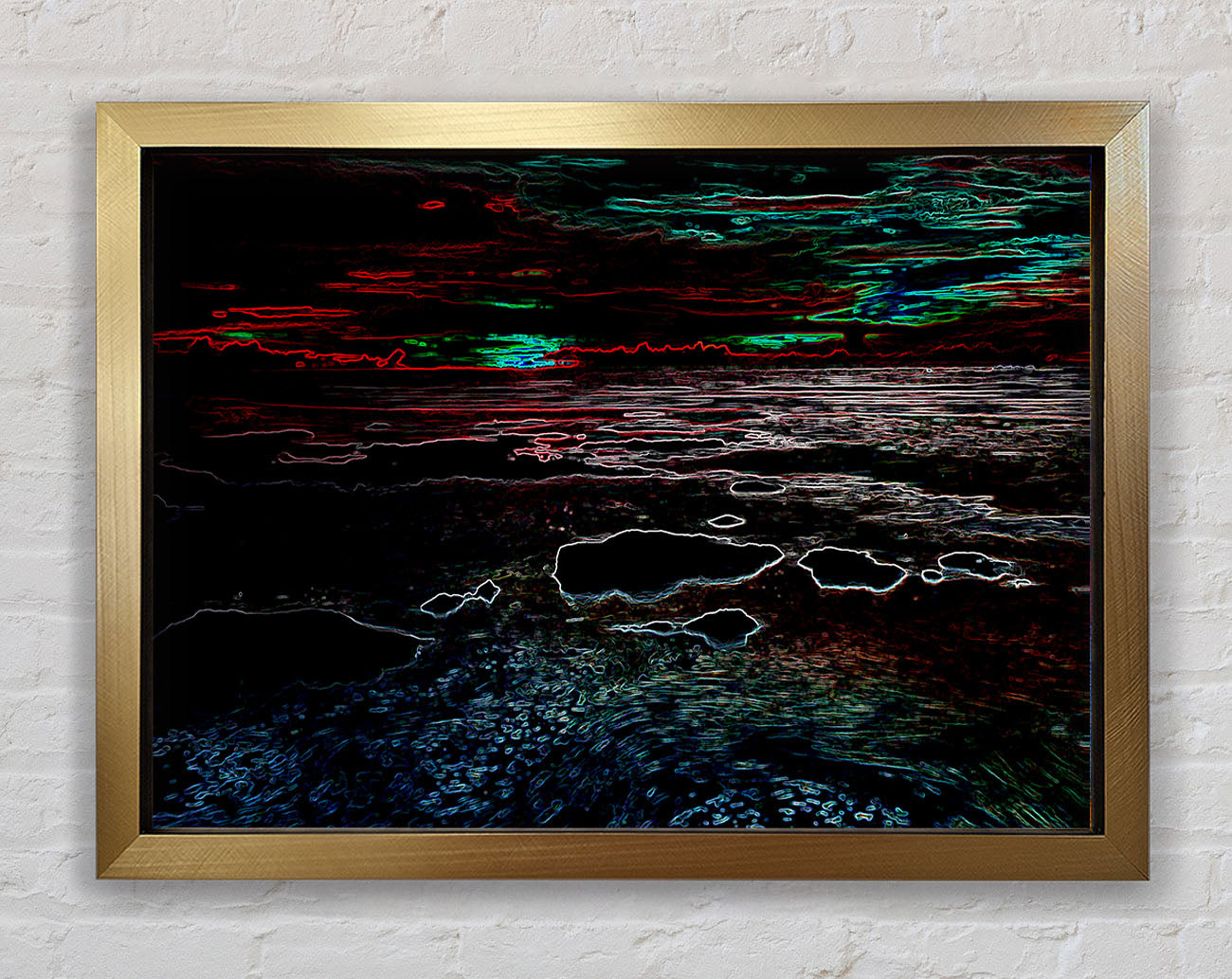 Abstract Neon Seascape Framed Print