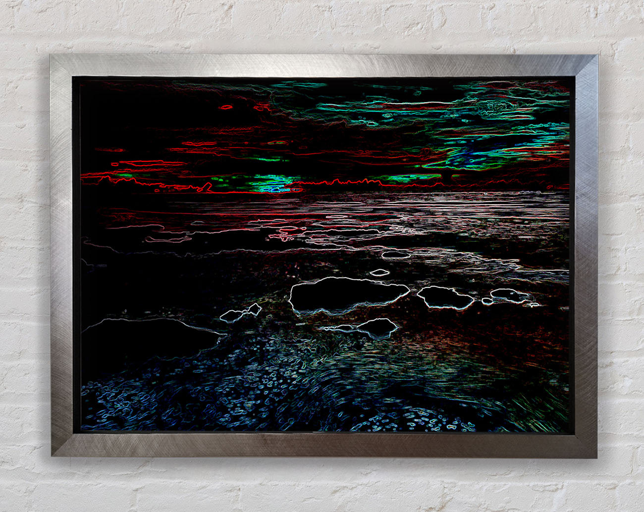 Abstract Neon Seascape Framed Print