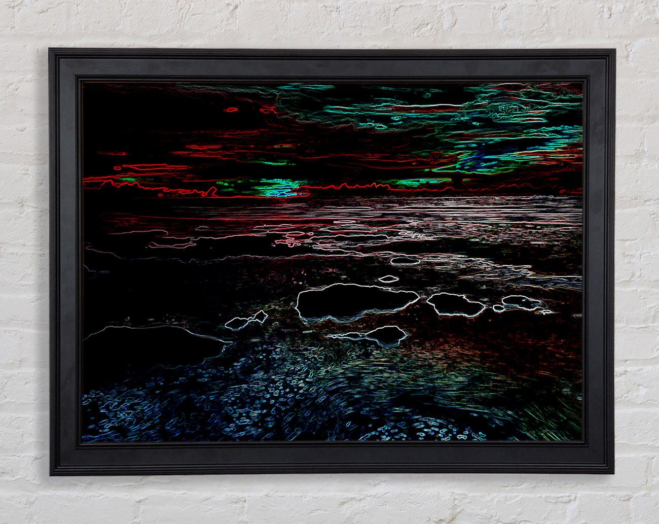 Abstract Neon Seascape Framed Print