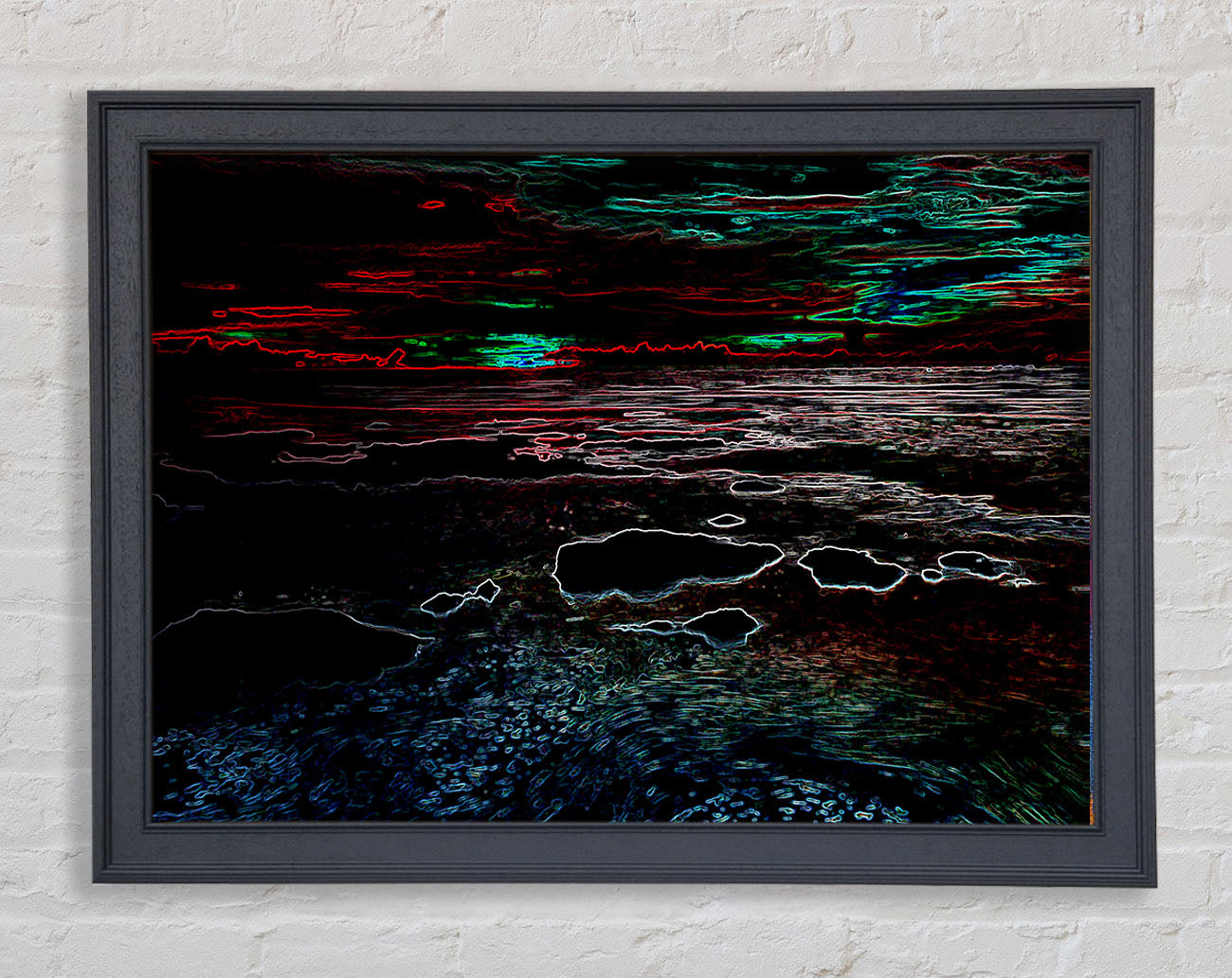Abstract Neon Seascape Framed Print