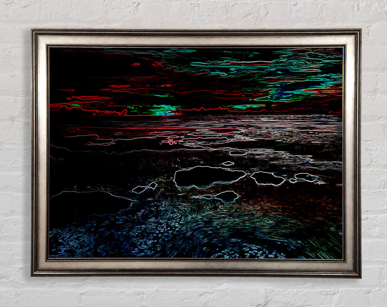 Abstract Neon Seascape Framed Print
