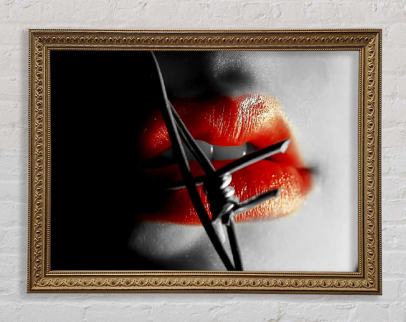 Barbed Wire Lips Framed Print