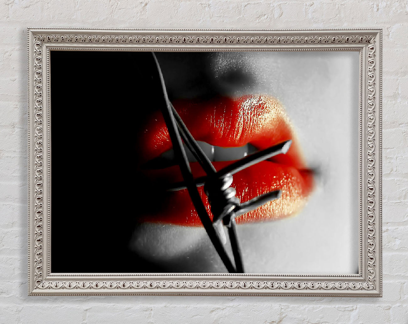 Barbed Wire Lips Framed Print