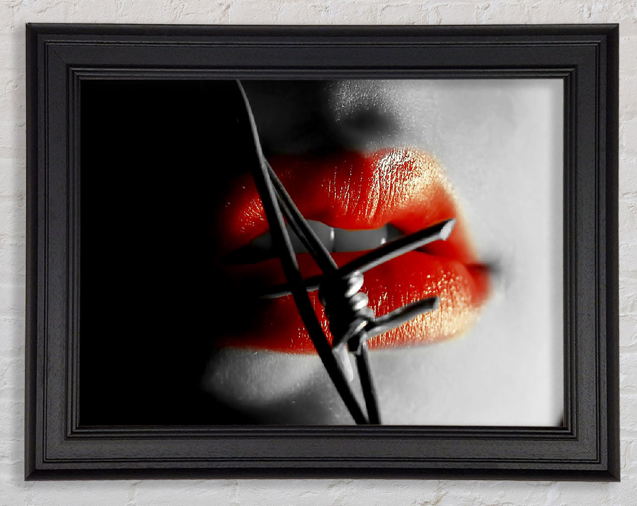 Barbed Wire Lips Framed Print