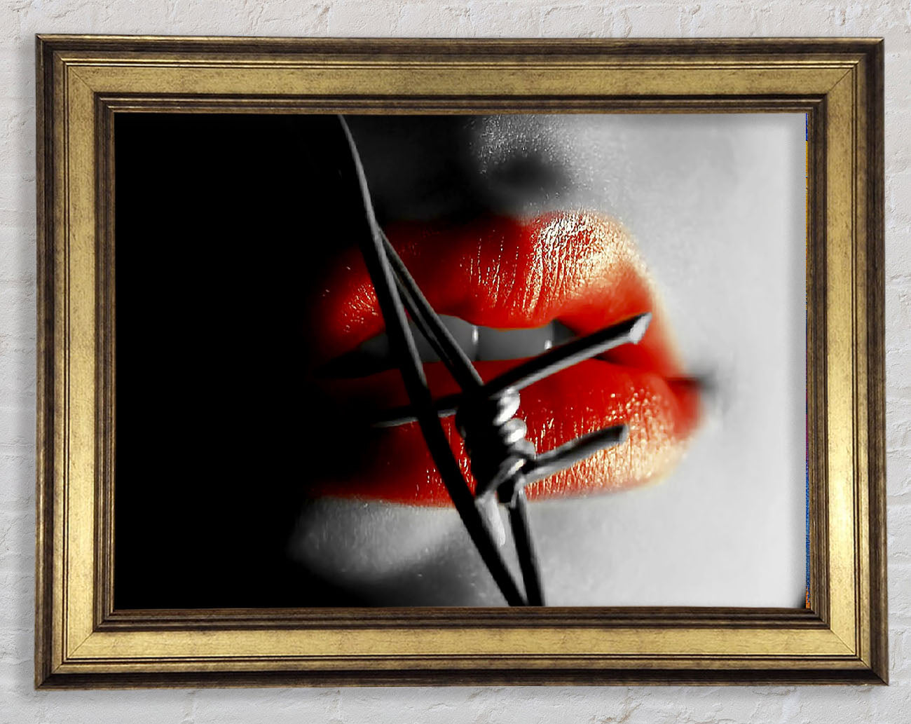 Barbed Wire Lips Framed Print