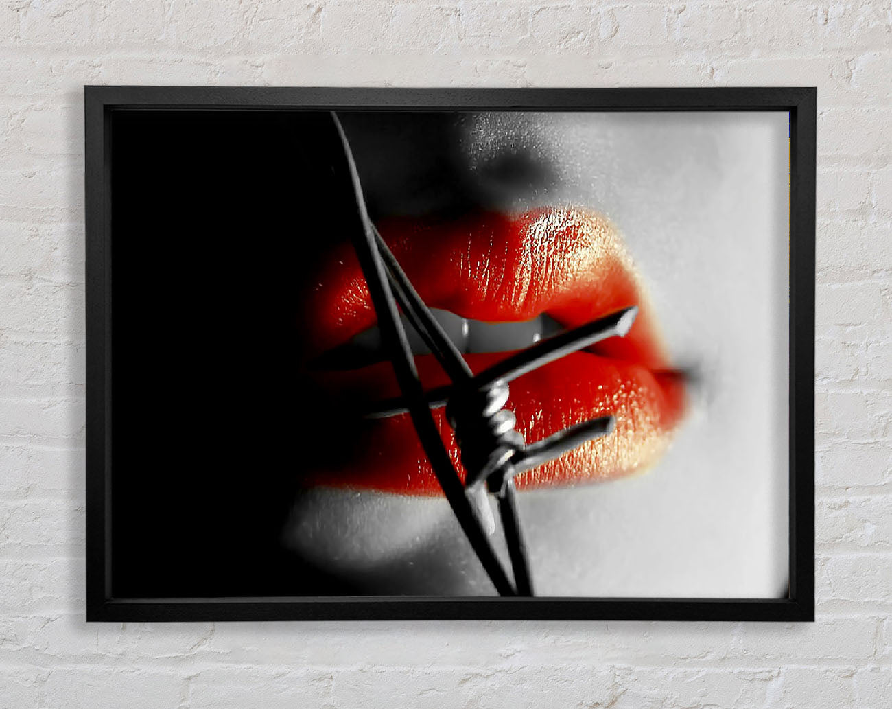 Barbed Wire Lips Framed Print