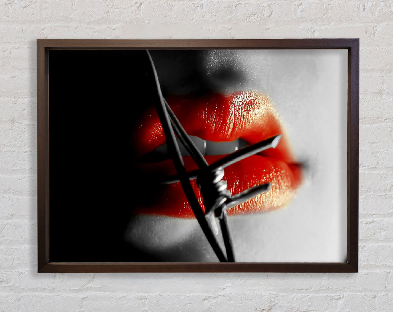 Barbed Wire Lips Framed Print