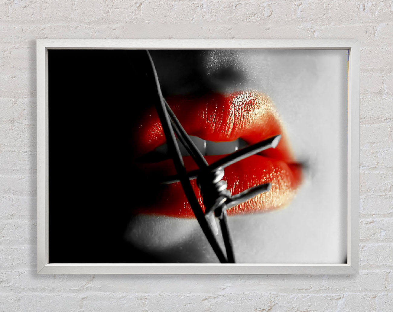 Barbed Wire Lips Framed Print