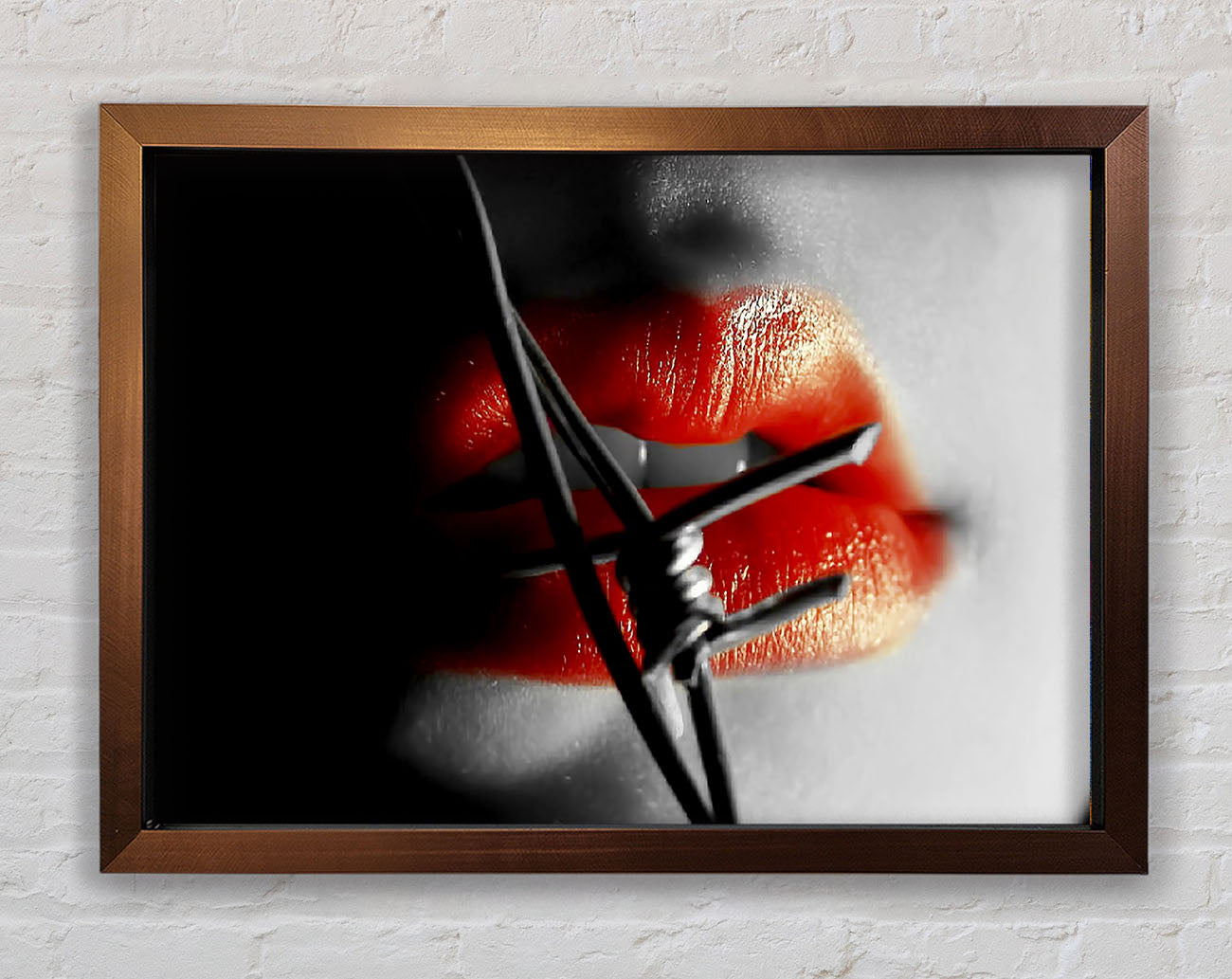 Barbed Wire Lips Framed Print